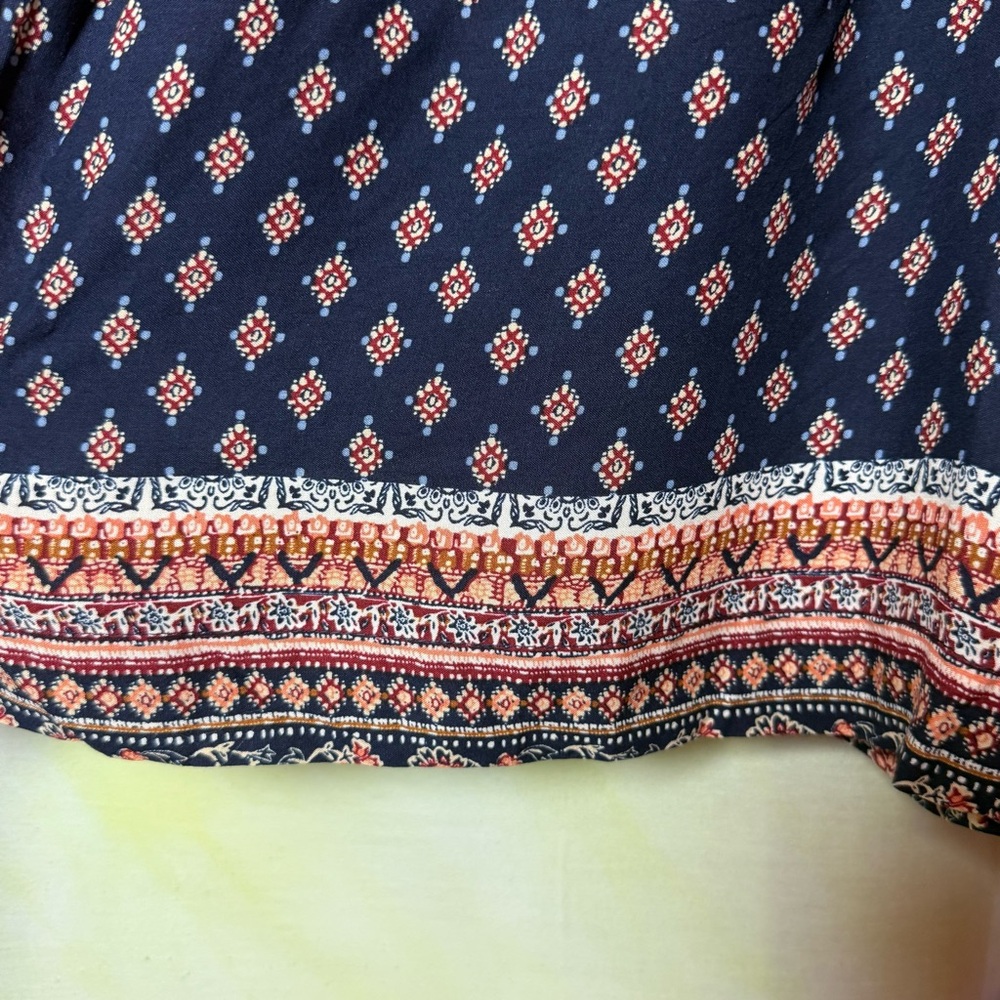 Boho Navy Patterned Shorts With Drawstring - image 4